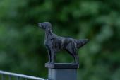 Fence Post Cap with Flat Coated Retriever figurine